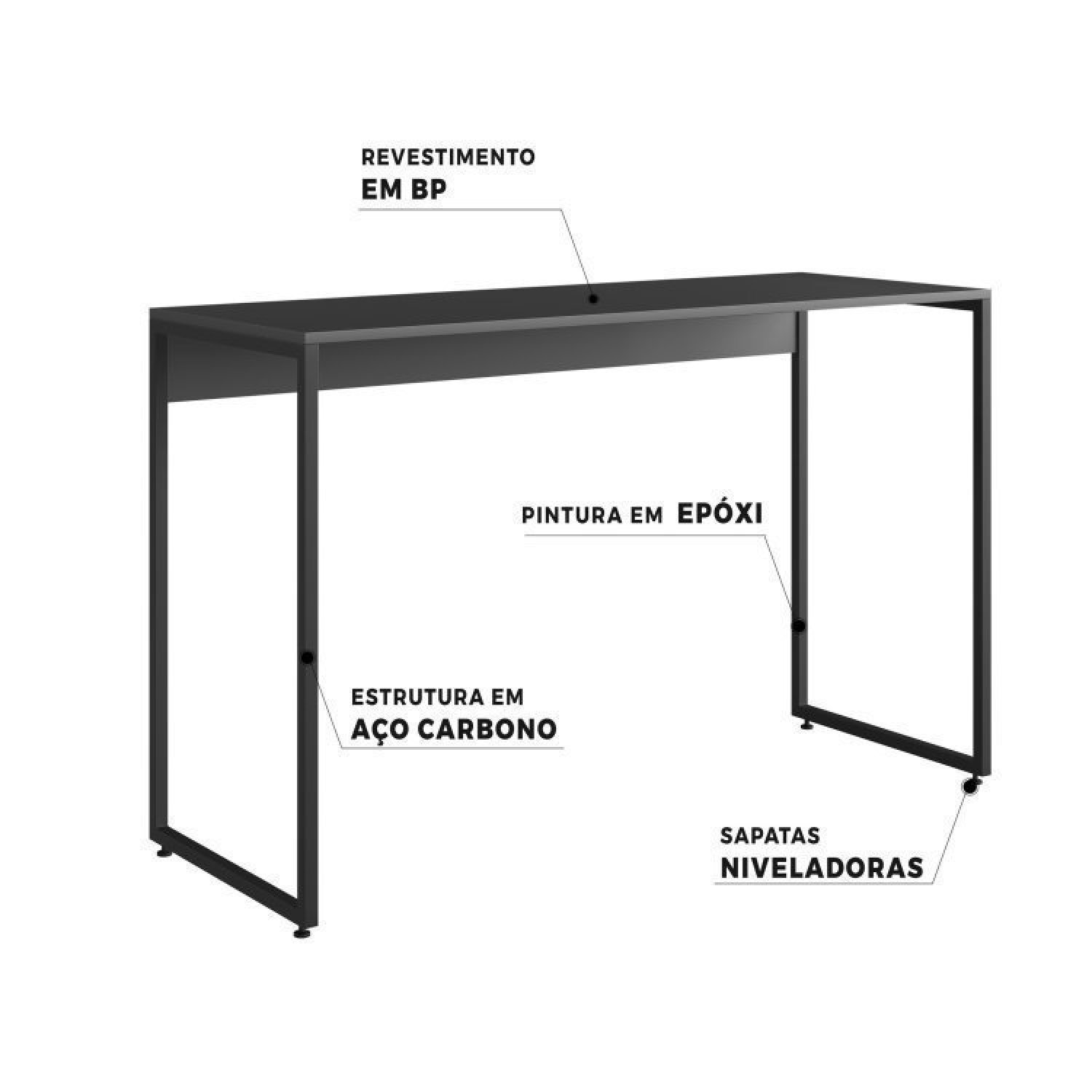 Escrivaninha 120cm Iron com Estante Livros em Aço e MDP Industrial Espresso Móveis - 4