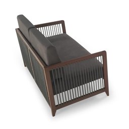 Sofá 2 Lugares Luck Ozki 140 cm Grafite Madeira Apuí Amêndoa Corda Náutica Chata Poliéster - 2