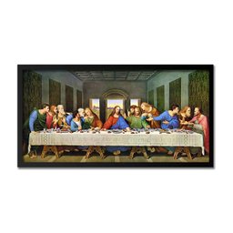 Quadro Santa Ceia com Vidro Moldura Qualidade 50x25cm - 2