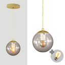 Ver imagem 1 de Pendente Ouro C/ Globo de Vidro Fume de 14cm + Led 2w