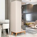 Ver imagem 4 de Cristaleira com Lateral e Porta Ripada Pés em Madeira Vidro Açaí Offwhite- Rede Móveis