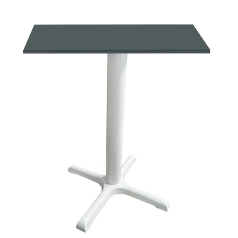 Mesa Ômega Ferro Branco 74 Cm (alt) Base em X Tampo Mdp Quadrado Grafito 80 Cm (larg) X 2,50cm (alt