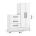 Ver imagem 4 de Cômoda para Quarto 3 Gavetas 2 Portas Dunas Branco Yescasa
