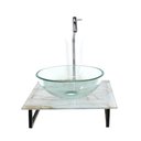 Ver imagem 1 de Gabinete de Vidro com Cuba Redonda Incolor com Tampo de Vidro 40cm X 40cm Mármore Branco Dourado Mai