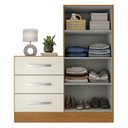 Ver imagem 3 de Cômoda para Quarto 3 Gavetas 2 Portas Dunas Nature e Off White Yescasa Branco
