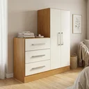 Ver imagem 1 de Cômoda para Quarto 3 Gavetas 2 Portas Dunas Nature e Off White Yescasa Branco
