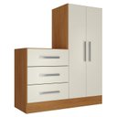 Ver imagem 2 de Cômoda para Quarto 3 Gavetas 2 Portas Dunas Nature e Off White Yescasa Branco