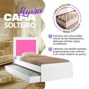 Ver imagem 3 de Bicama Bibox Luara Solteiro com Auxiliar e Colchões D23 para Quarto Infantil - Branco/rosa