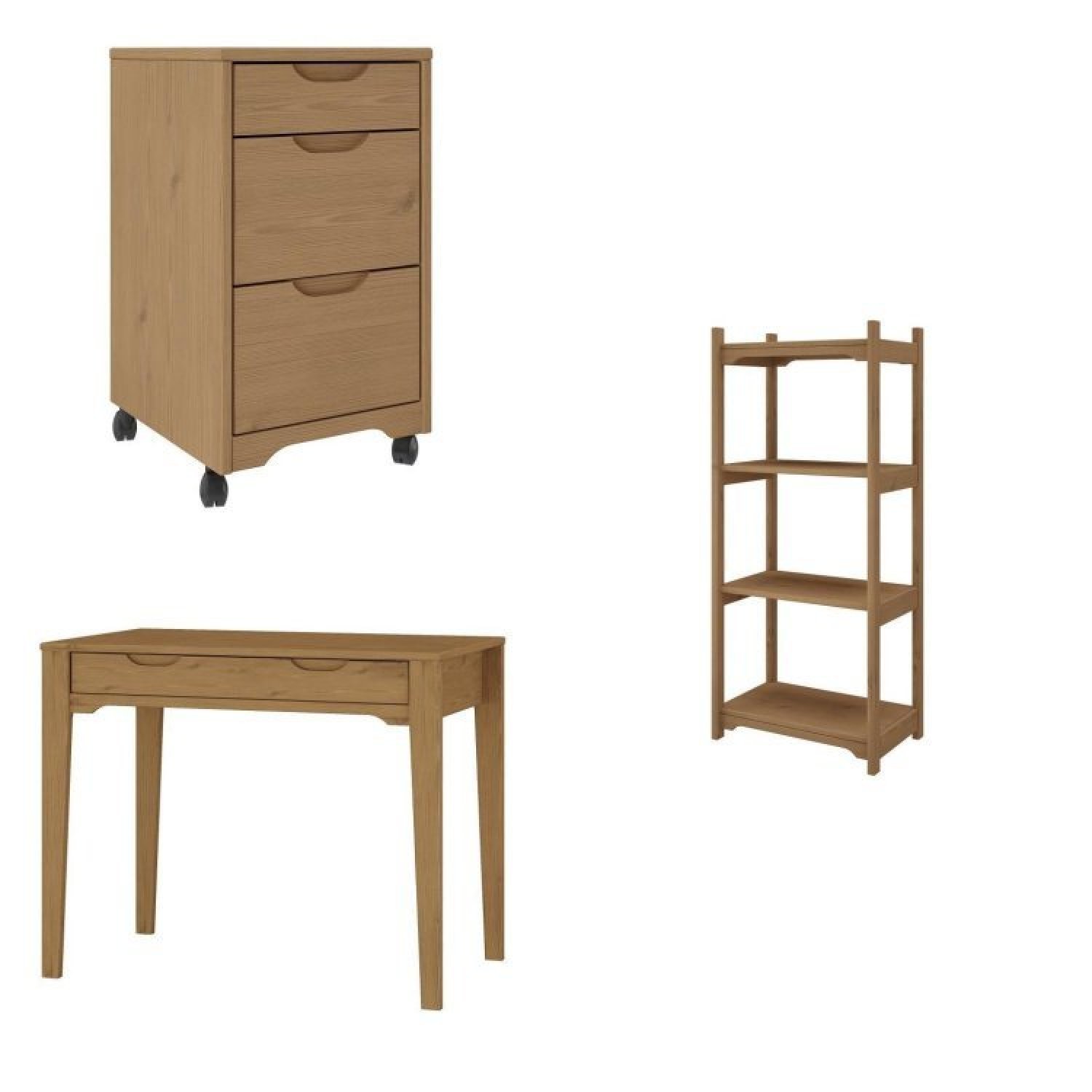 Conjunto Home Office 3 Peças 1 Escrivaninha 1 Gaveteiro 1 Estante Madeira Maciça Quebec Espresso Móveis - 2