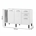 Ver imagem 5 de Balcão de Cozinha em Aço 3 Portas e 2 Gavetas com Toalheiro sem Tampo 140cm New Premium Itatiaia Branco