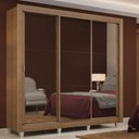 Ver imagem 1 de Guarda Roupa Casal Madesa Lyon 3 Portas de Correr de Espelho 2 Gavetas com Pés - Rustic