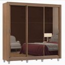 Ver imagem 3 de Guarda Roupa Casal Madesa Lyon 3 Portas de Correr de Espelho 2 Gavetas com Pés - Rustic