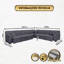 Ver imagem 5 de Sofá Magno 4.57x3.32m de Canto, Retrátil e Reclinável - Chumbo