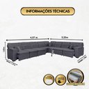 Ver imagem 7 de Sofá Magno 4.57x3.32m de Canto, Retrátil e Reclinável - Chumbo