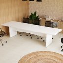 Ver imagem 1 de Mesa de Reunião Bipartida em MDF 300x90cm com 2 Caixas de Tomada Branco