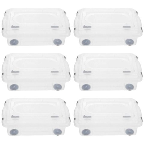 Kit 6 Caixas Organizadoras com Tampa Top Stock 8,6L Retangular Plástico Transparente Sanremo