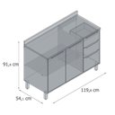 Ver imagem 4 de Balcão 2 Portas 3 Gavetas Berlim Marrom/Chumbo/Louro Freijó