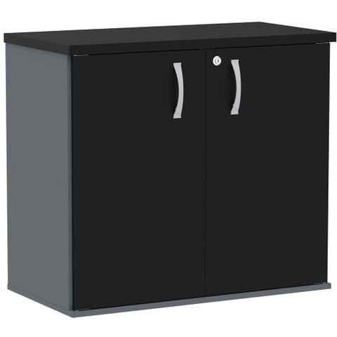 Armário Baixo PE25 Pandin 80 cm (largura) em MDP Cor Grafito e Preto com Duas portas