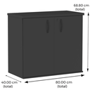 Ver imagem 4 de Armário Baixo PE25 Pandin 80 cm (largura) em MDP Cor Grafito e Preto com Duas portas
