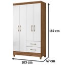 Ver imagem 2 de Guarda Roupa Solteiro Chile 4 Portas Naturale Branco Moval