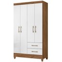 Ver imagem 1 de Guarda Roupa Solteiro Chile 4 Portas Naturale Branco Moval