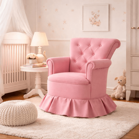 Poltrona Balanço Amentação Quarto Confortável Descanso Sala Leitura Suede:suede Rosa