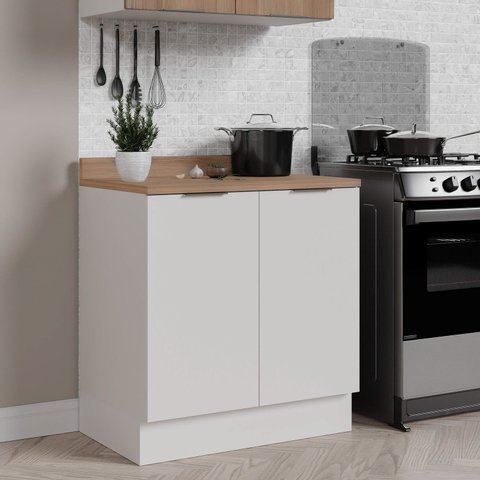 Balcão Planejado 2 Portas com Tampo e Rodapé Ipanema CabeCasa MadeiraOriginals Branco