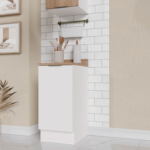 Balcão 1 Porta com Tampo e Rodapé Ipanema CabeCasa MadeiraOriginals Branco