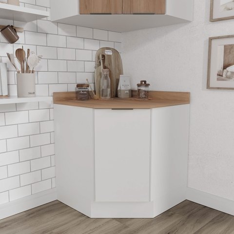 Balcão Canto Oblíquo com Tampo e Rodapé Ipanema CabeCasa MadeiraOriginals