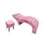 Kit Maca Estética Estofada Capitonê com Banqueta para Salão Sobrancelha Cílios Veludo Rosa - 1