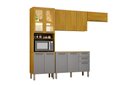 Ver imagem 1 de Cozinha Malta 4 Peças Cristaleira 266 cm com Vidro Reflecta e LED Cinamomo/Cinza
