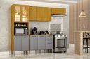 Ver imagem 3 de Cozinha Malta 4 Peças Cristaleira 266 cm com Vidro Reflecta e LED Cinamomo/Cinza