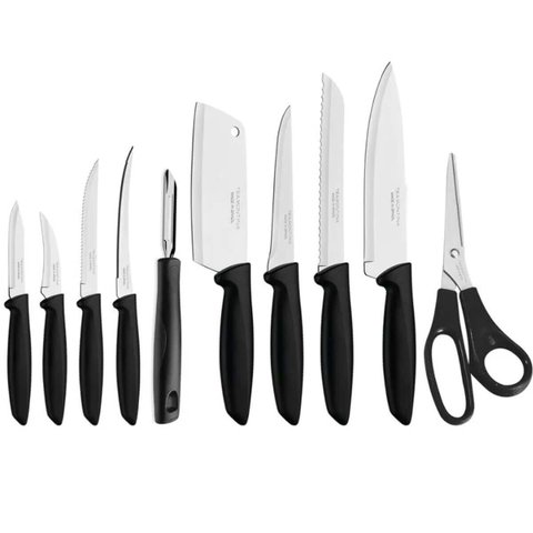 Jogo de Facas Tramontina Plenus com Lâminas em Aço Inox Faqueiro 10 Peças Preto