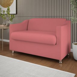Sofá Namoradeira Sala de Espera Elegante Suede – Balaqui Cor:Rosa - 2