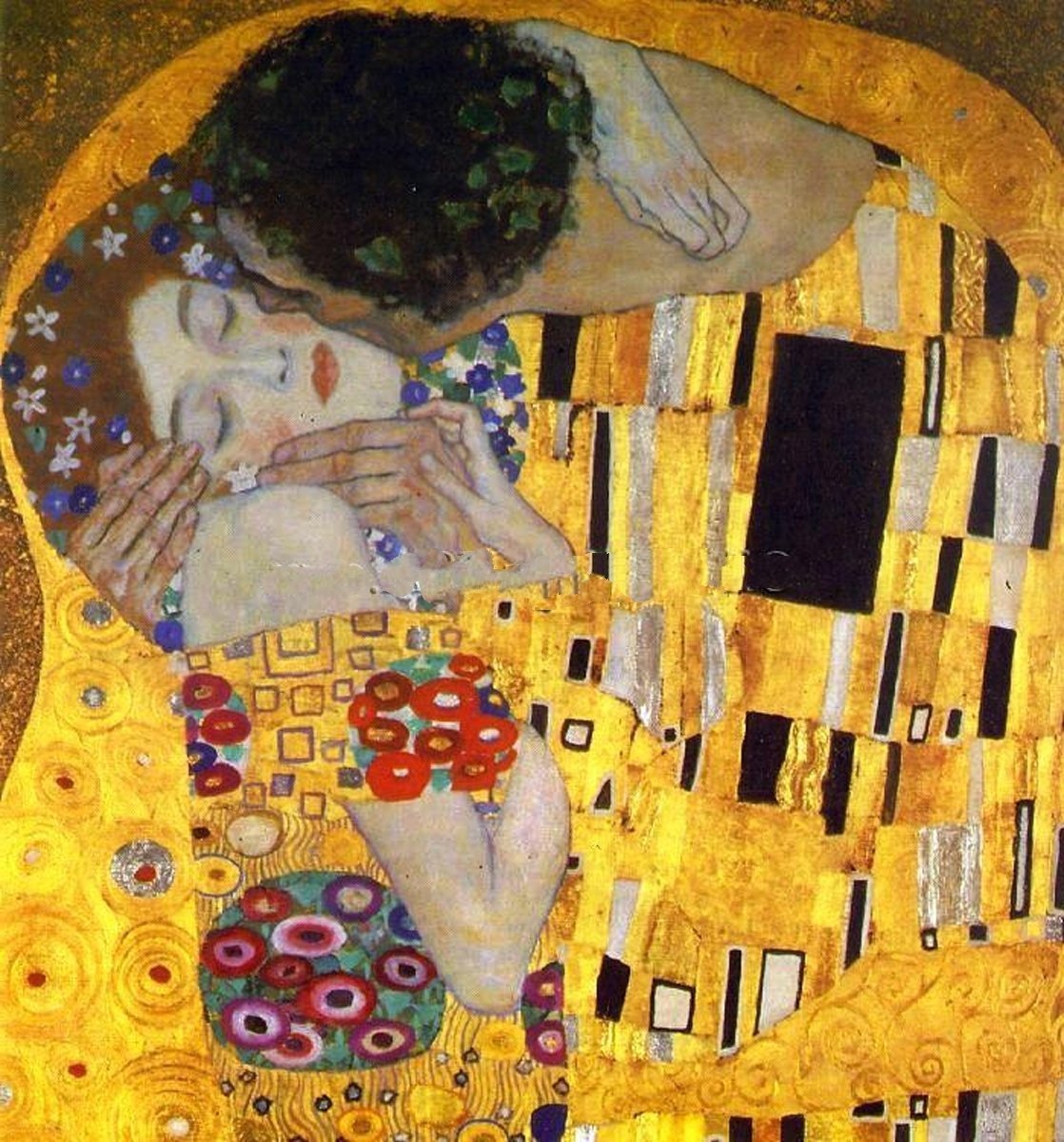 Quadro Pintura Tela cópia beijo detalhe famosas gustav 5484: 70cm (A) x 100cm (L) - 4