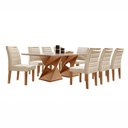 Ver imagem 2 de Conjunto Mesa de Jantar com 8 Cadeiras Estofadas e Tampo de Vidro 200x79x90cm