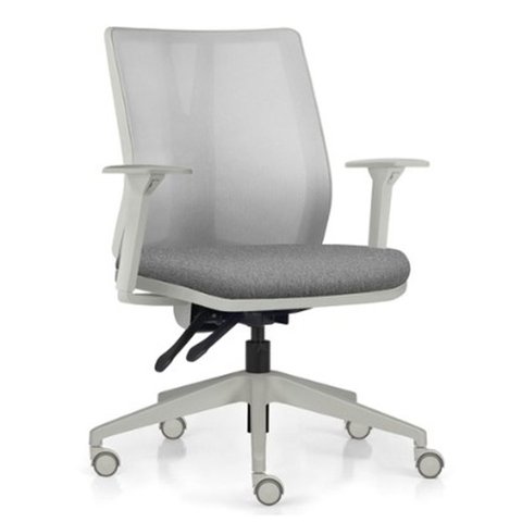 Cadeira de Escritório Giratória Diretor Flow F02 Base Cinza Linho Cinza Escuro - Lyam Decor