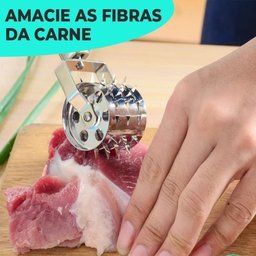 Amaciador de Carne Manual Inox Rolo Perfura e Amolece Carnes Aves Bifes Preparador Profissional! - 7
