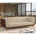 Ver imagem 2 de Sofá Living Decorativo 2 Lugares 180cm Bellart M22 Bouclê Bege/Sintético Café - Mpozenato