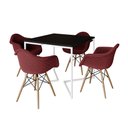 Ver imagem 2 de Conjunto de Mesa Industrial Base Branca Tampo Quadrado 90cm Preto 4 Poltronas Estofadas Vermelho