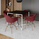 Ver imagem 1 de Conjunto de Mesa Industrial Base Branca Tampo Quadrado 90cm Preto 4 Poltronas Estofadas Vermelho