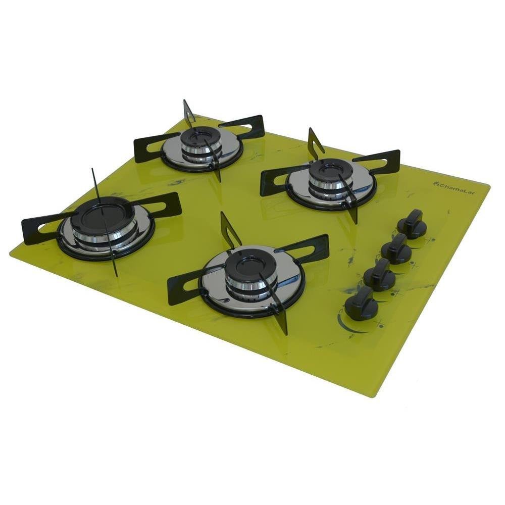 Fogão Cooktop a Gás Chapa 4 Bocas Ultra Chama 127/220v Marmo Marmorizado Amarelo - 2