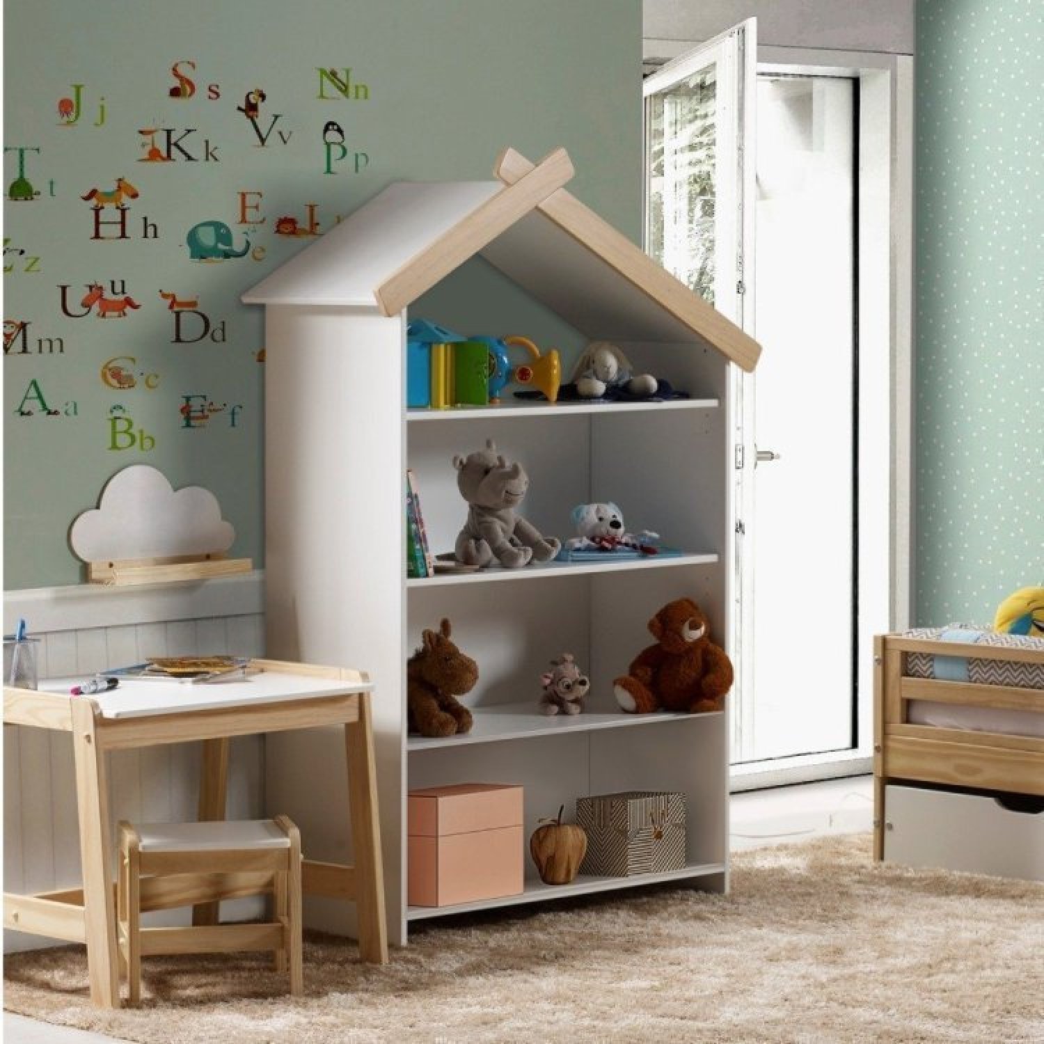 Estante Infantil Casinha com Aplique de Madeira Casatema - 1
