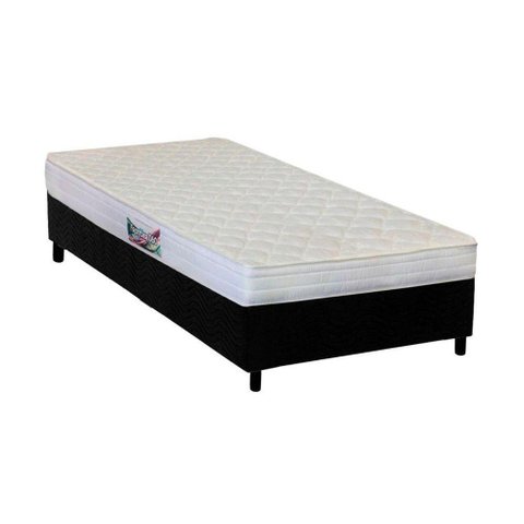 Cama Box Solteiro: Colchão Ortopédico Herval AG65 Frontier + Base CRC Suede Black(88x188)
