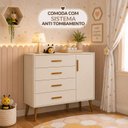 Ver mais imagens de Cômoda Sapateira Infantil 4 Gavetas 1 Porta Isis Bege/Areia