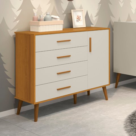 Cômoda Sapateira Infantil 4 Gavetas 1 Porta Isis