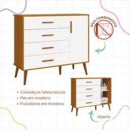 Cômoda Sapateira Infantil 4 Gavetas 1 Porta Isis - 6