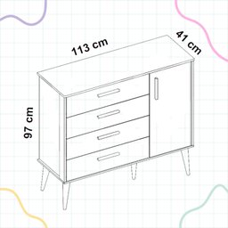 Cômoda Sapateira Infantil 4 Gavetas 1 Porta Isis - 3