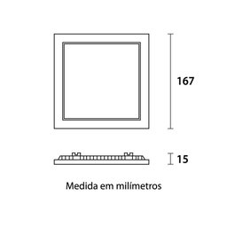 Painel de Led Blumenau Slim Quadrado de Embutir 12w Bivolt 3000k Luz Amarela - 2