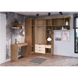 Guarda Roupa Modulado 6 Peças 6 Portas 4 Gavetas com Escrivaninha Juvenil Infinity  - 2